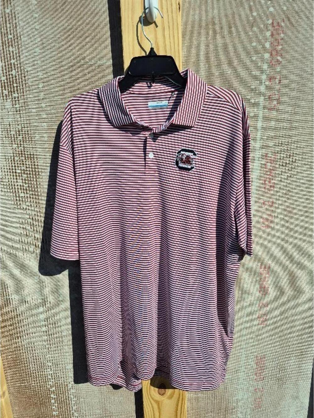Columbia South Carolina USC Gamecock Omni Polo Shirt Red XXL 2XL $85 MSRP Stripe